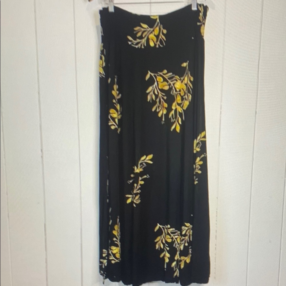 Black and Yellow Floral Women's Skirt
